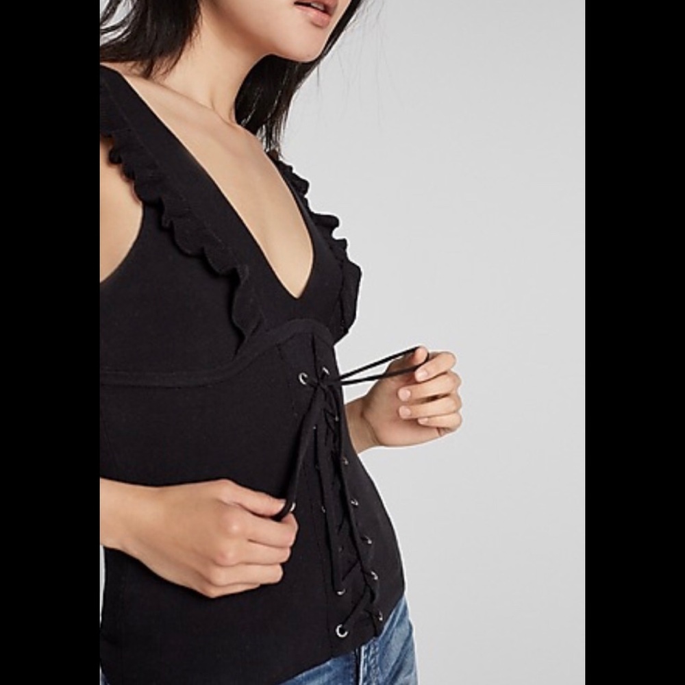 Express Corset Front Double V-Neck Sweater